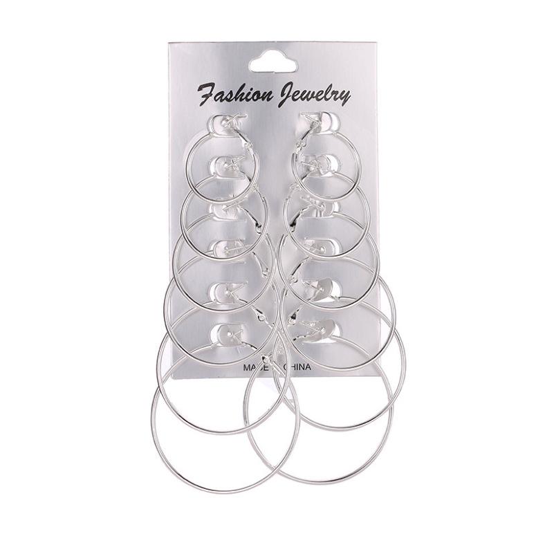 Exaggerated Metal Hoop Earrings Set: 6 Pairs - Trendy, Statement Circle Hoops for Nightclub Style