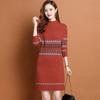 Slim Sweater Dress for Women In Winter Thickened and Warm Half Turtleneck Pullover Solid Color Casual Mid-length Knitted Sweater