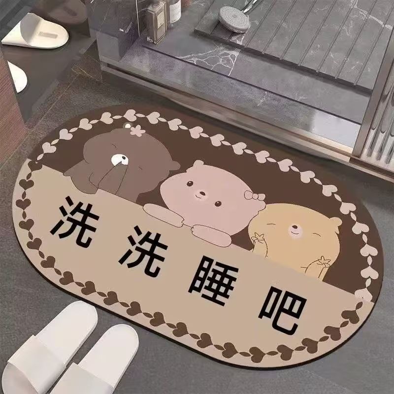 

Коврик для ванной комнаты с милым рисунком из диатомовой грязи, впитывающий, быстросохнущий, нескользящий, коврик для унитаза, коврик для ванной комнаты 40*60cm