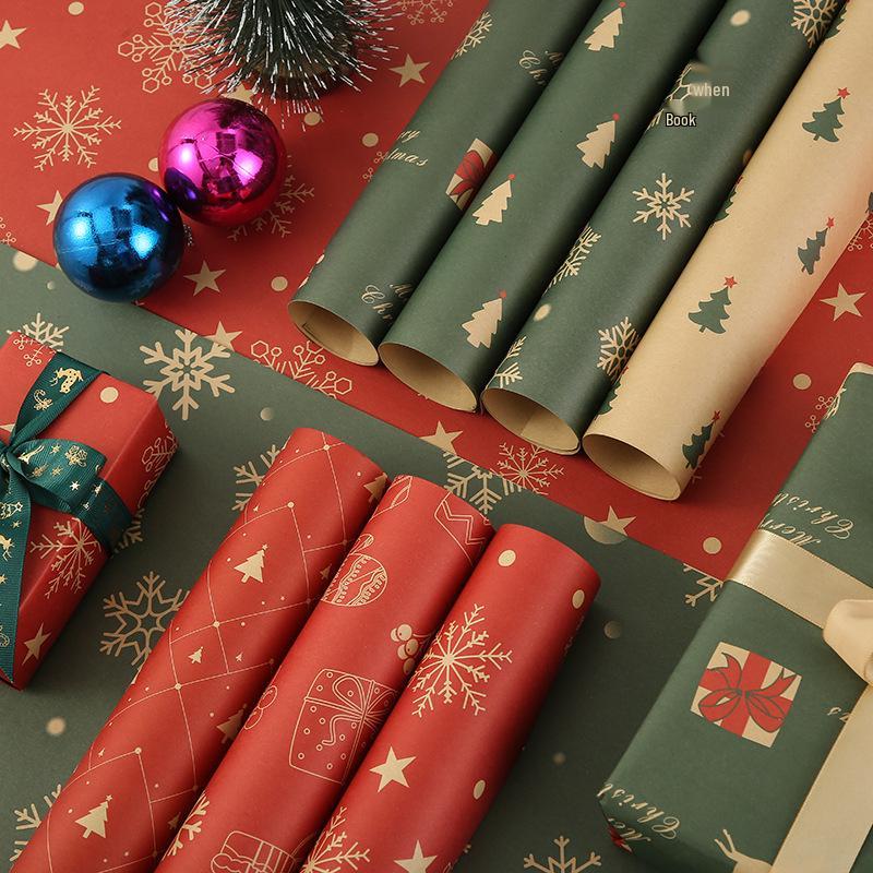 Christmas Gift Wrapping Paper, DIY Handmade Decoration Sheets for Gifts and Boxes