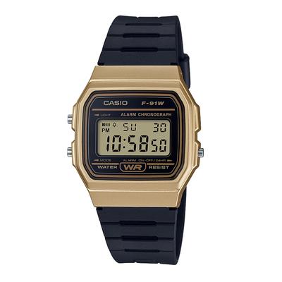 Men's Watch Casio Collection F-91WM-9AJH Black/Gold - Limited Edition, Official Model