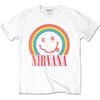 Herren Nirvana Smiley Regenbogen T-Shirt Klein Weiß