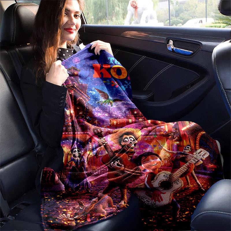 1pc Coco Printing Blanket - Soft, All-Season Throw for Living Room, Bedroom,Personalized Gift with Adorable Cartoon Design
