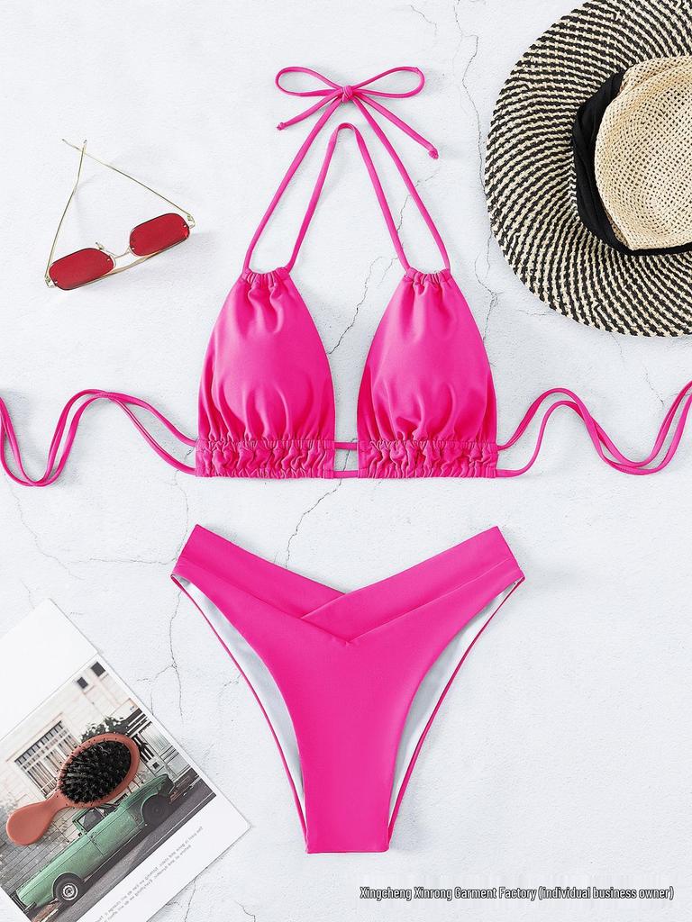 2025 Stylish Chain-Detail Split Bikini Swimsuit - European/American Women's Swimwear