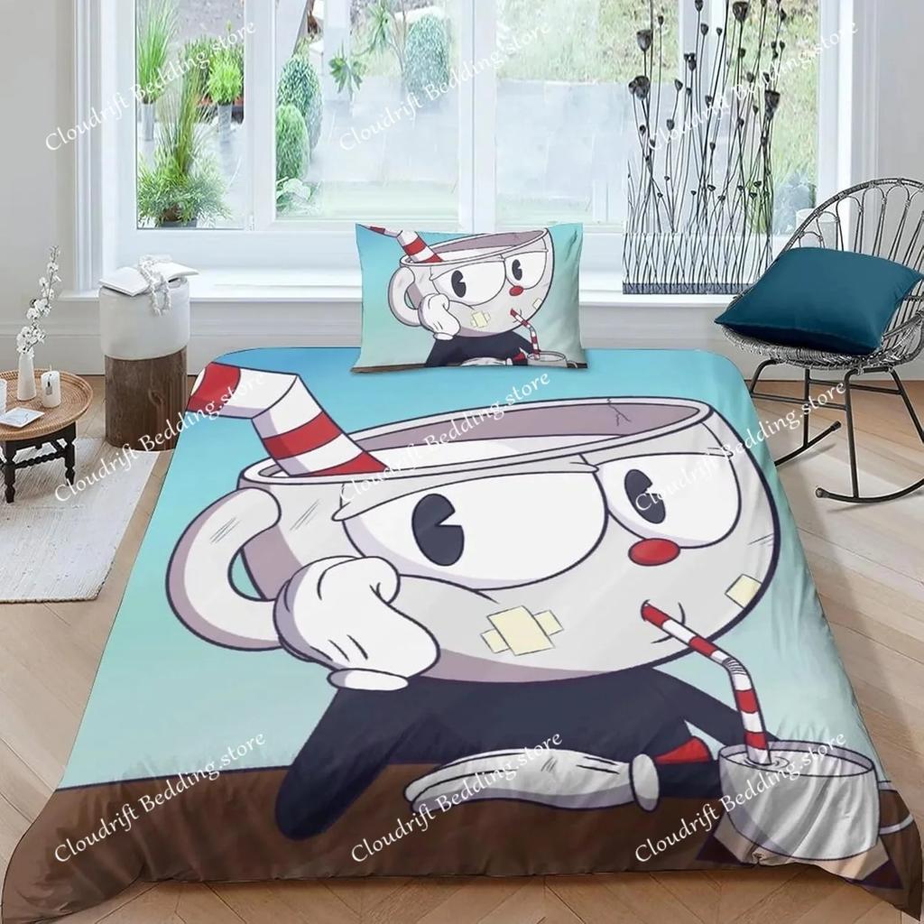 The Cuphead Show Cartoon Bedding Sets Exquisite Bed Supplies Set Duvet Cover Bed Comforter Set Bedding Set Birthday Gift026