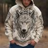 Villdyr Ulvemønster 3D Digitaltrykk Herre Mote Hettegenser