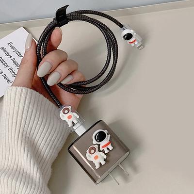 1Pc Cute Astronaut Love Heart Charging Head Protectors Data Cable Anti-fold Winding Wire Protection Rope Charger Accessories