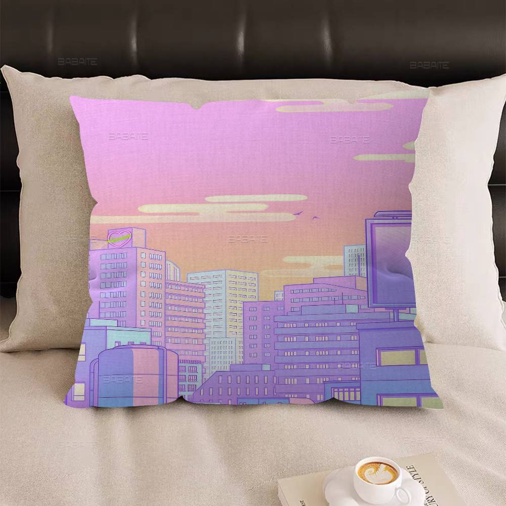 Pink Pastel Anime Moon Office Cushion Pillowcase Car Cushion Cover45X45CM Lumbar Pillowcase Sofa Pillowcover