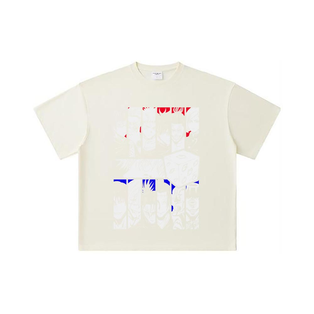 260 GSM Double Yarn 32 Count 100% Cotton Jujutsu Kaisen V39 Print Unisex Heavy Cotton T Shirt