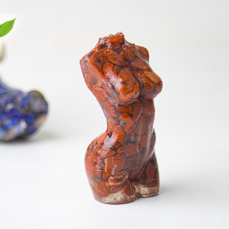 Resin Art Sculpture Of Female Figure With Natural Water Crystals For Desk Display