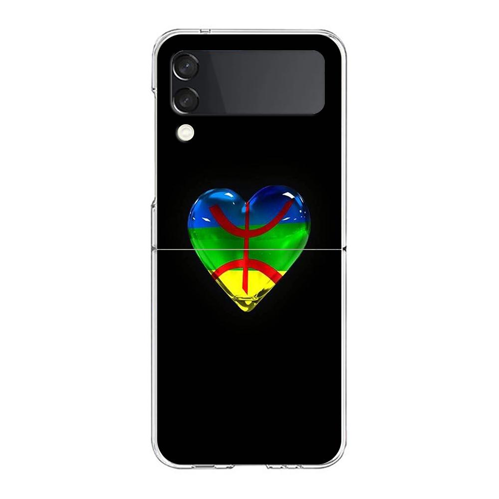 Amazigh Berber Flag Phone Case For Samsung Galaxy Z Flip 3 4 5 Hard Folding Clear PC Bumper For Samsung Z Flip3 Back Cover