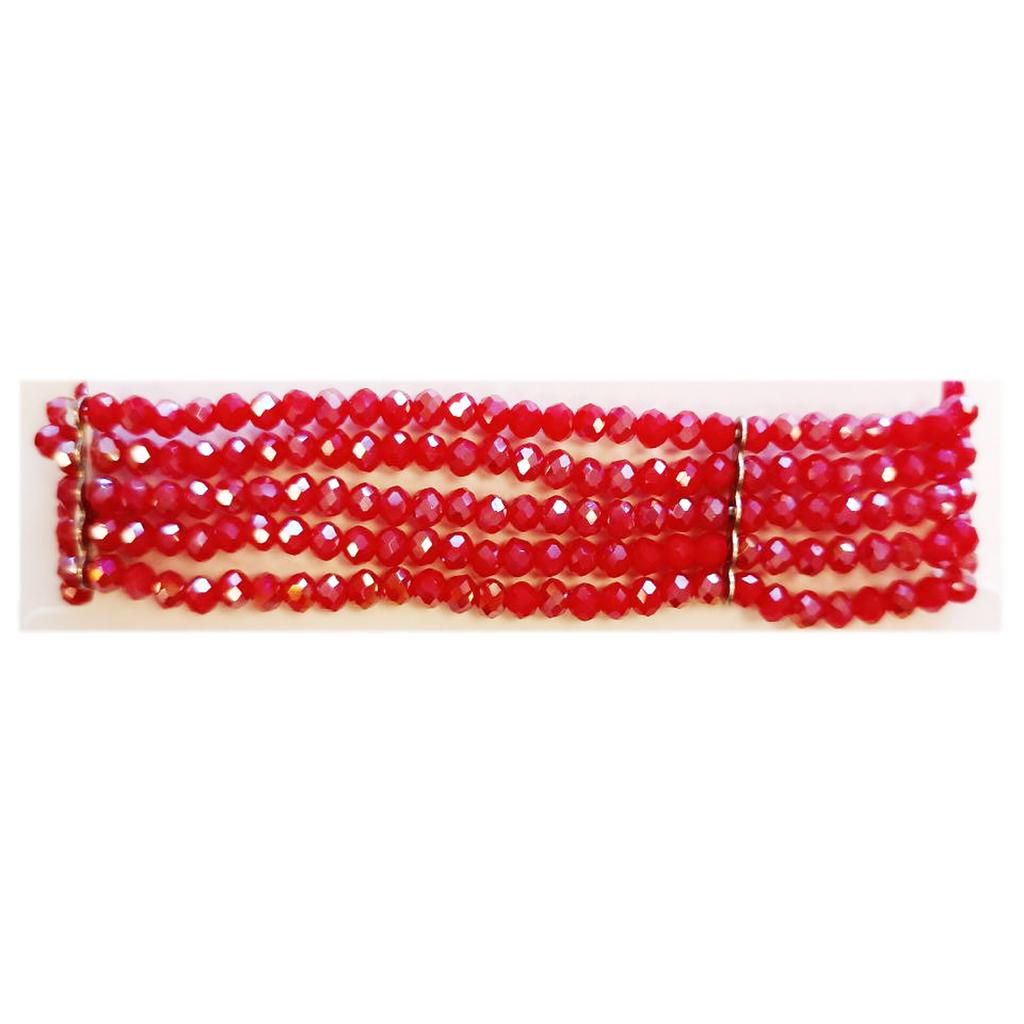 Les Trésors De Lily [R8158] - Bracelet Créateur 'Sissi' rouge - 5 rangs- perles 3 mm