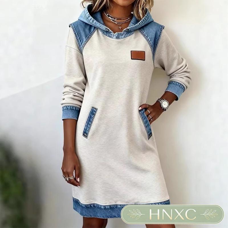 HNXC Abiti Casual da Donna Moda Autunno Inverno Manica Lunga Classici Raffinati