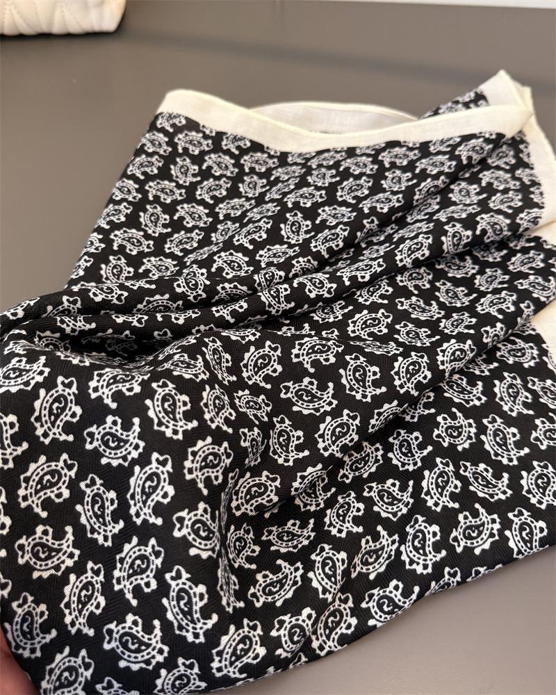 New Luxury Paisley Print Square Scarf Women Cotton Linen Feeling Hairband Neckerchief Tie Female Headband Foulards