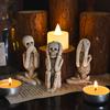 3pcs Resin Skeleton Statue Set - Spooky Home & Wall Decor,Perfect for Halloween with 'Don't Listen,Don't Look, Don't Talk' Motif