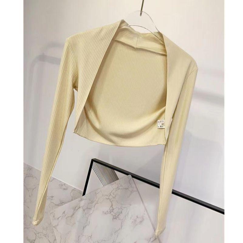 

New Small Sleeveless Jacket Sports Tops Women s Yoga Clothes Long Sleeves Blouse Running Training Workout Clothes Short Elegant Clothes Women Apricot S