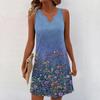Women Summer Dresses V-Neck Print Sleeveless Sundress Casual Dress