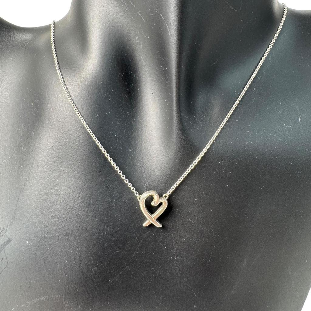 Used Tiffany Tiffany Loving Heart Necklace Silver 925 Women's