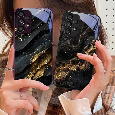 Mörk Guld Svart För Samsung Galaxy S10 4G S20 11E 30 S21 21Fe 22 S24 Pro S23 Ultra 5G S8 S9 Härdat Glas Telefonfodral