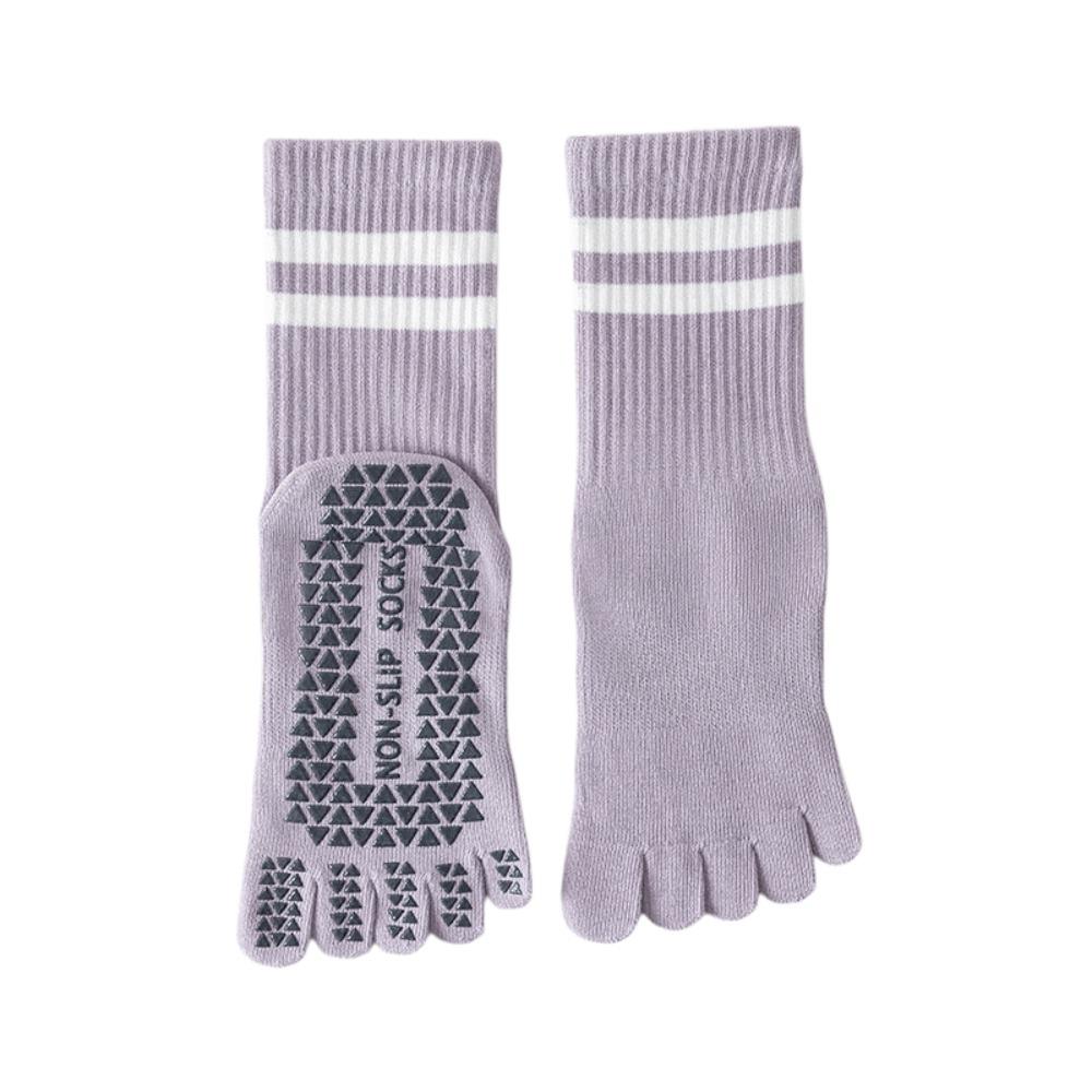 Long Mid-calf Women s Non-slip Yoga Socks Silicone Floor Toe Socks Five-toe Socks  Ballet светло-фиолетовый