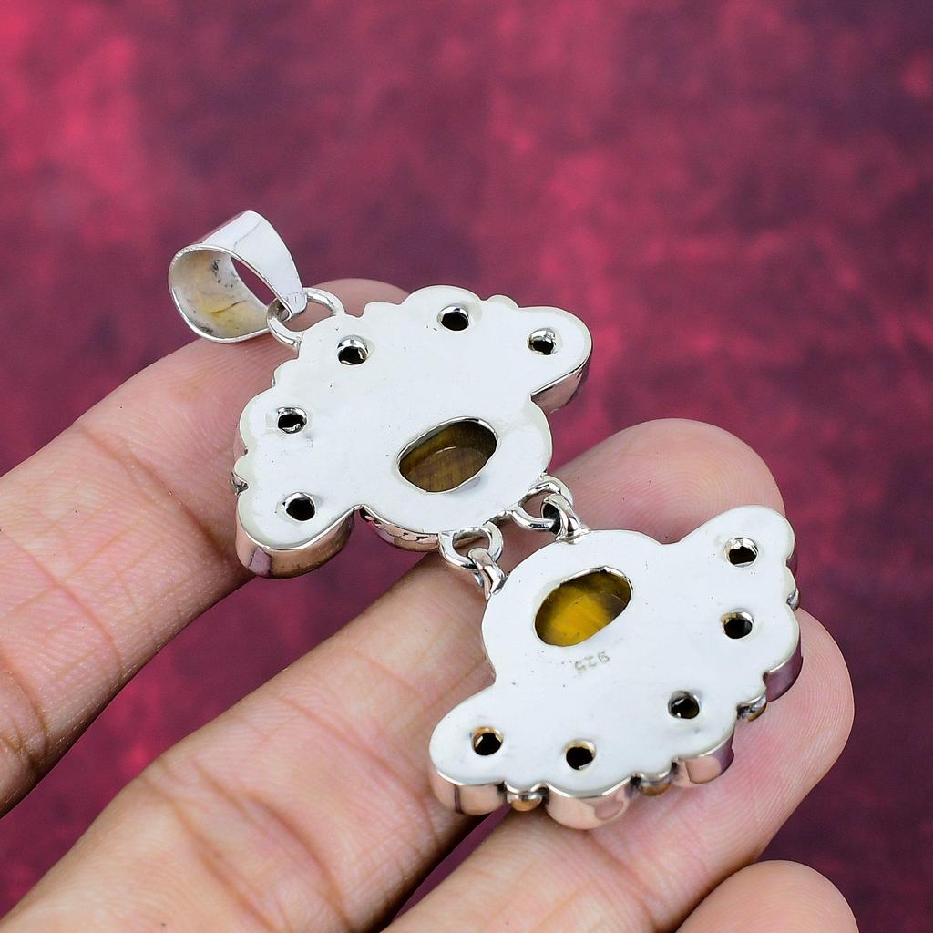 Tiger's Eye Handmade Gemstone Pendant, 925 Solid Sterling Silver Pendant Antique Jewelry, For Engagement Gift