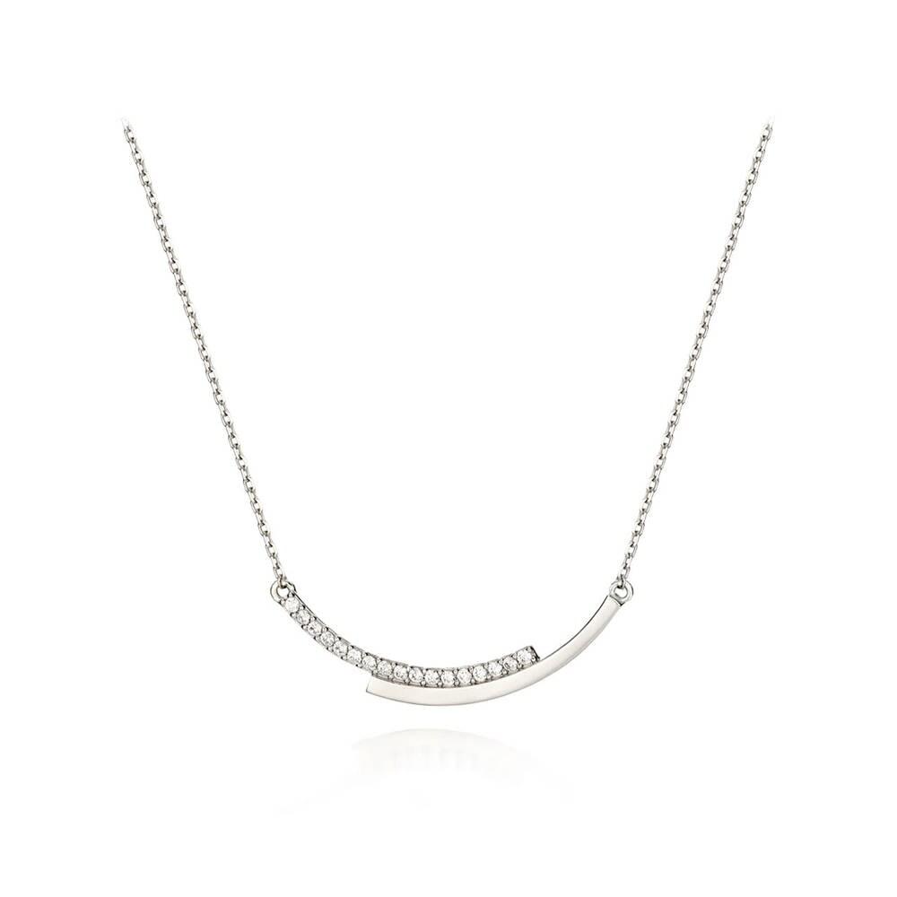 Line Silver Necklace White Gisvnn009