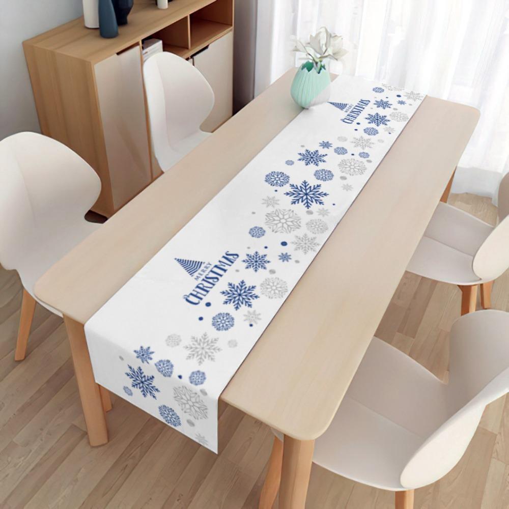 2pcs Christmas Decorative Tablecloth Holiday Gifts Household Long Tablecloth Placemat Linen Table Flag