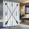 1pc Arrow and compass patterned shower curtain, made of polyester, machine washable, suitable for bathroom decor.