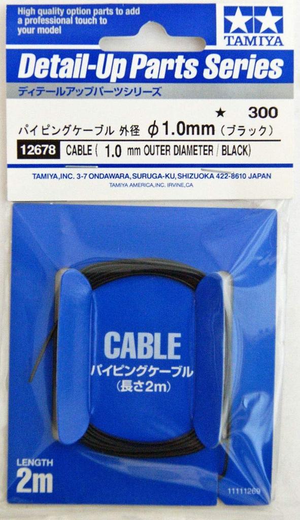 TAMIYA Detail Up Parts Series Piping Cable Outer Diameter Black Plastic Model Parts 12678 No.78 1.0mm