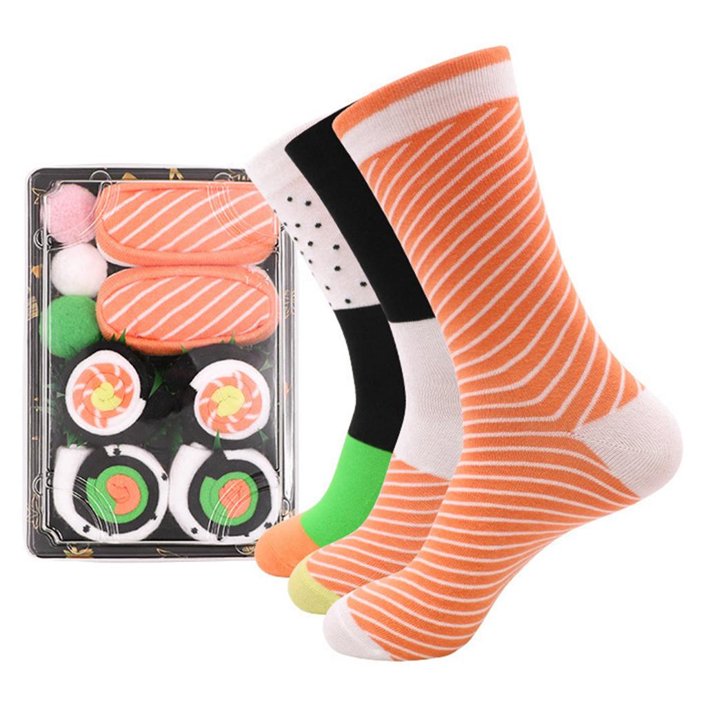 Creative Sushi Socks Gift Set – 3/4/5 Pairs Fun Salmon, Fruit & Ice Cream Patterns, Comfortable Novelty Socks for Cool Present
