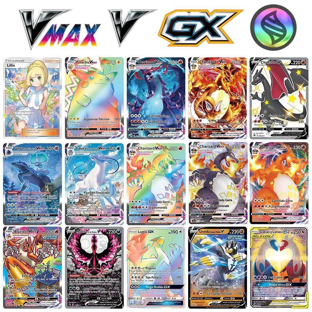 100 Carte Pokemon Lucenti VSTAR GX EX VMAX MEGA TAG TEAM Energia Allenatore Charizard Pikachu Collezione Carta da Battaglia S23