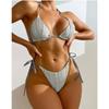 Seksowne pomarszczone brazylijskie bikini wiązane na szyi damski strój kąpielowy damskie stroje kąpielowe dwuczęściowy zestaw bikini kąpiący strój kąpielowy Swim Lady