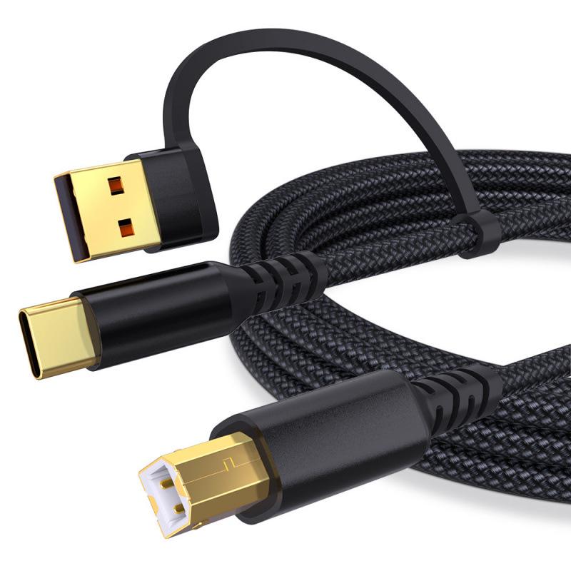 Gold-Plated USB to Type-C/B Male Printer Cable
