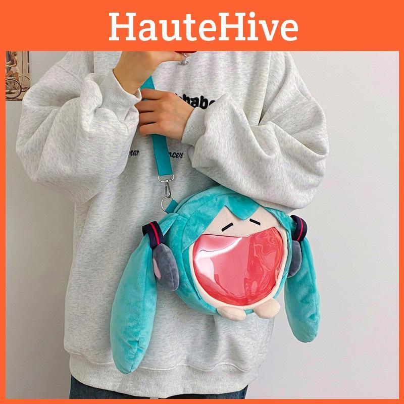 Miku Plush Hatsune Cartoon Shoulder Bag Zipper Design Adjustable Strap Shoulder