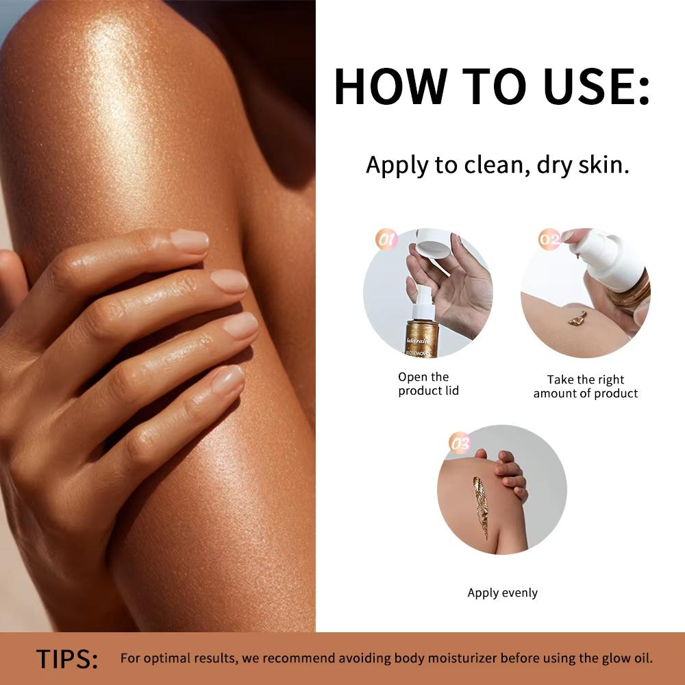 Glowmoves Glow Oil Hydrating Nourishing Facial Body Clavicular Brightening Liquid Fine Sparkling Party Beach Sparkling Oil