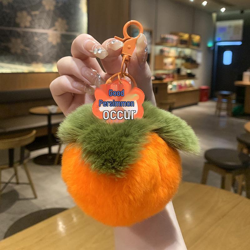 Plush Peach & Persimmon Pendant Keychain - Good Luck Bag Charm