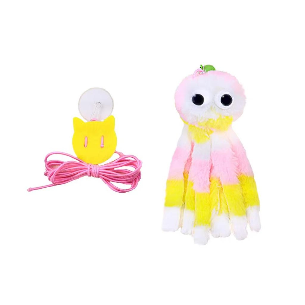 Adjustable Sound Octopus Cat Toy Mint Plush with 1.5ft Elastic Rope Interactive Pet Supplies for Cute Design Cats Playing Toy