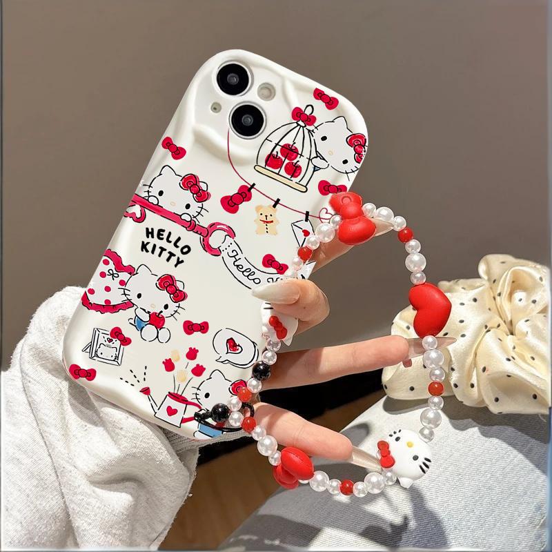 Casing For Iphone 17 16 15 Pro Max 17 Air 14 13 12 Pro Max 11 16e 15 Plus 13 mini XR Sanrio Hello Kitty Bow Bracelet Phone Case