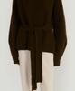 LEI AVERY Merino Wool Belted High-Neck Rib Knit (Brown)