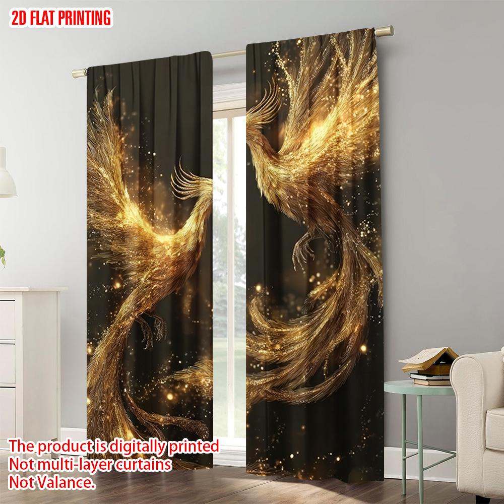 2pcs   plane printing Popular Curtains Double Phoenix Flying Pattern Versatile Polyester (without rod) Gifts Perfect for