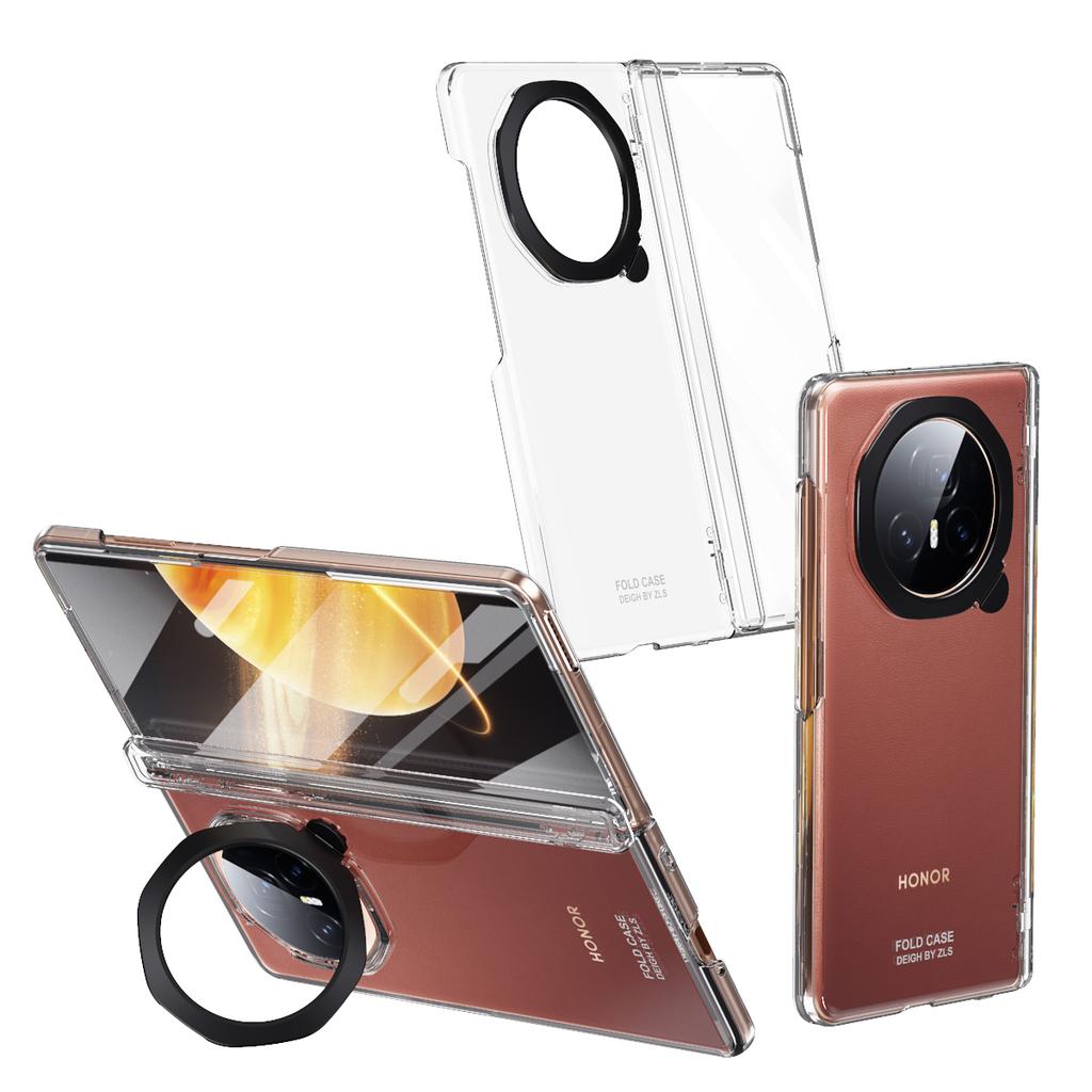 Für Honor Magic V3 5G Hülle Objektivrahmen Ständer PC Handyhülle mit gehärteter Glasfolie