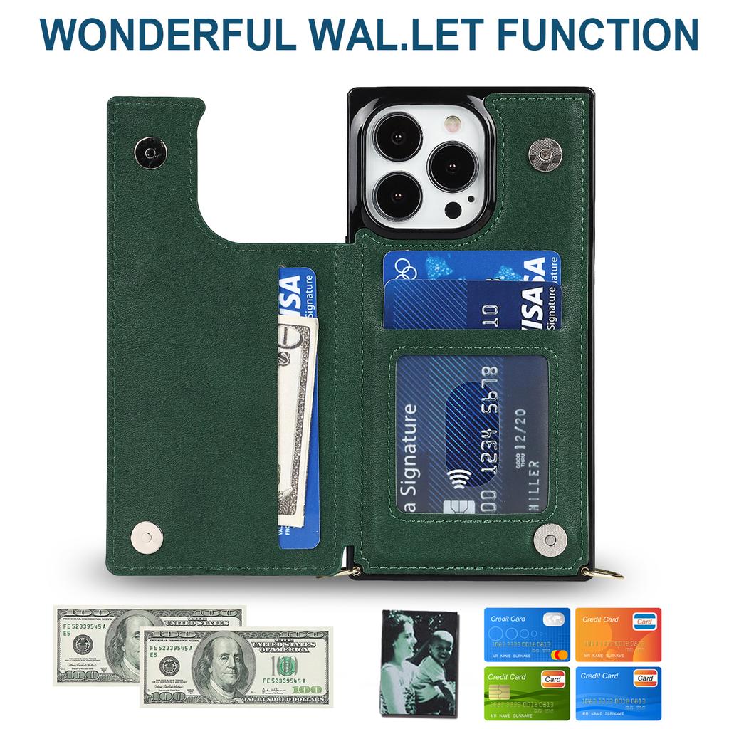 Luxury Crossbody Premium Leather Cover For iPhone 13 11 12 Mini Pro XR XS Max X 7 8 Plus Multifunction Shockproof Flip Case