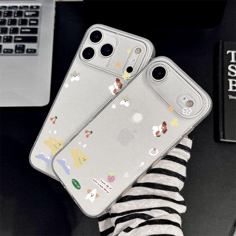 Fine flash soft case Large hole Suitable for Apple 17promax mobile phone case 13 14 15 Transparent 16pro glitter 12 11
