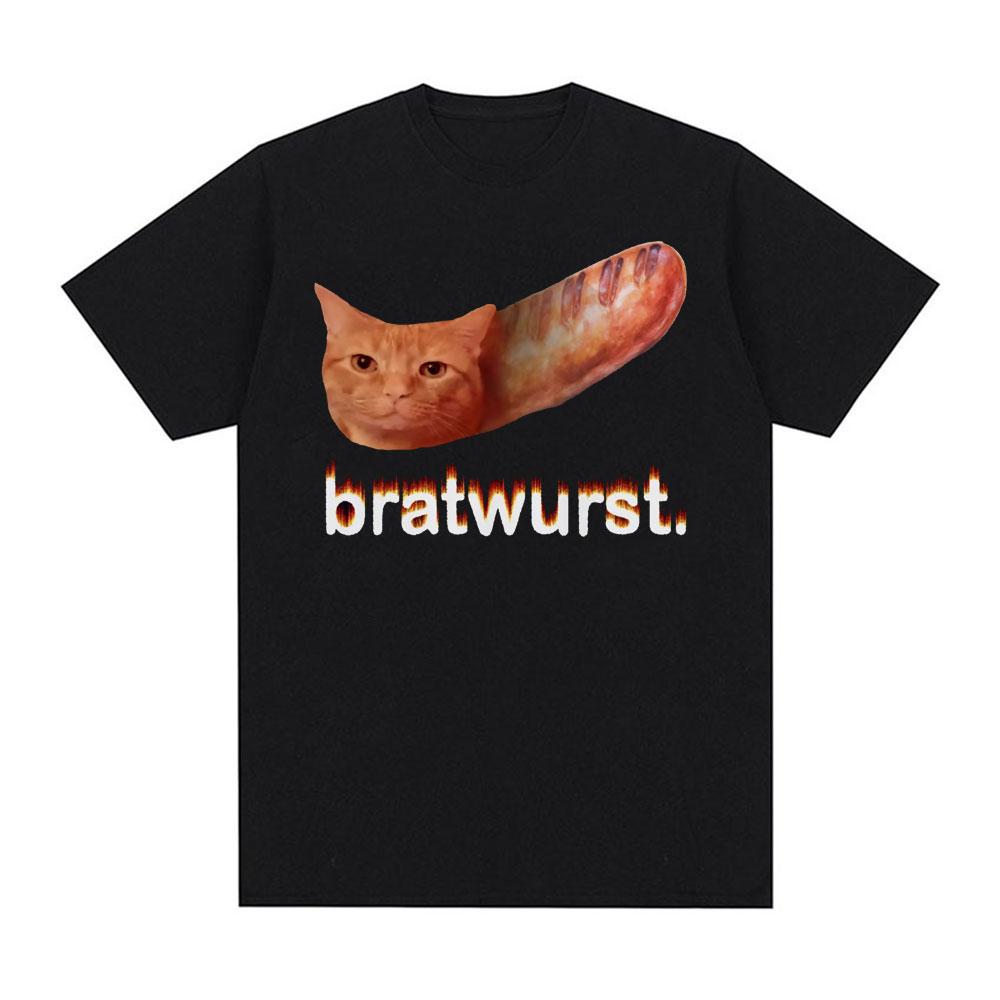 

Bratwurst Funny Cat Meme T-shirts Men Women s Clothing Casual Humor Short Sleeve T Shirt Summer Pop Oversized T-shirt Streetw... 5XL різнокольоровий