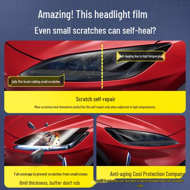 Smoked Black Light-Controlled Headlight Film for Xpeng P7/P5/G3i (2020-2022) - Transparent TPU Protective Accessory