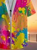 Hawaiian Multicolor Graffiti Design Pattern Print Collar Shirt, Short Sleeve, Loose Fit, Hawaiian Summer Party And Holiday Shirt