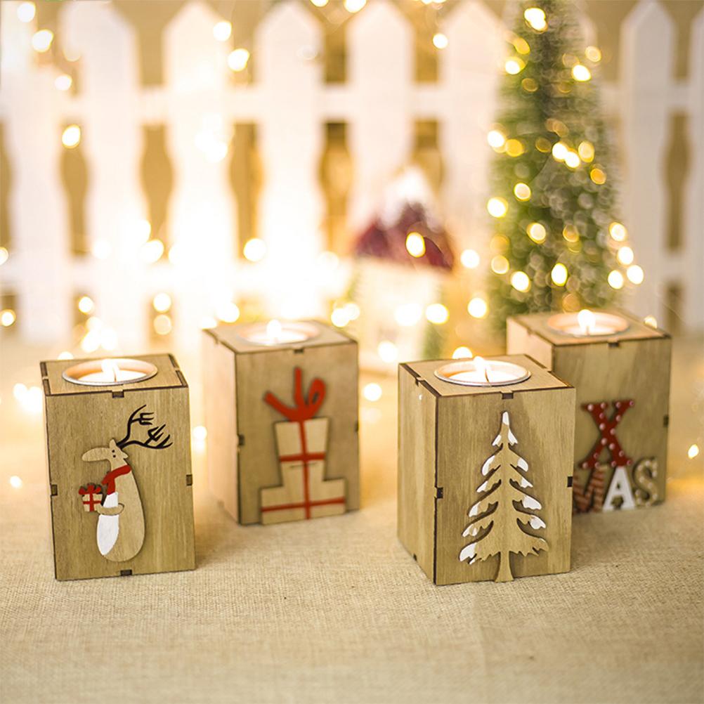 Home Wooden Tealight Candle Holder for Christmas Wedding Home Party Decoration
