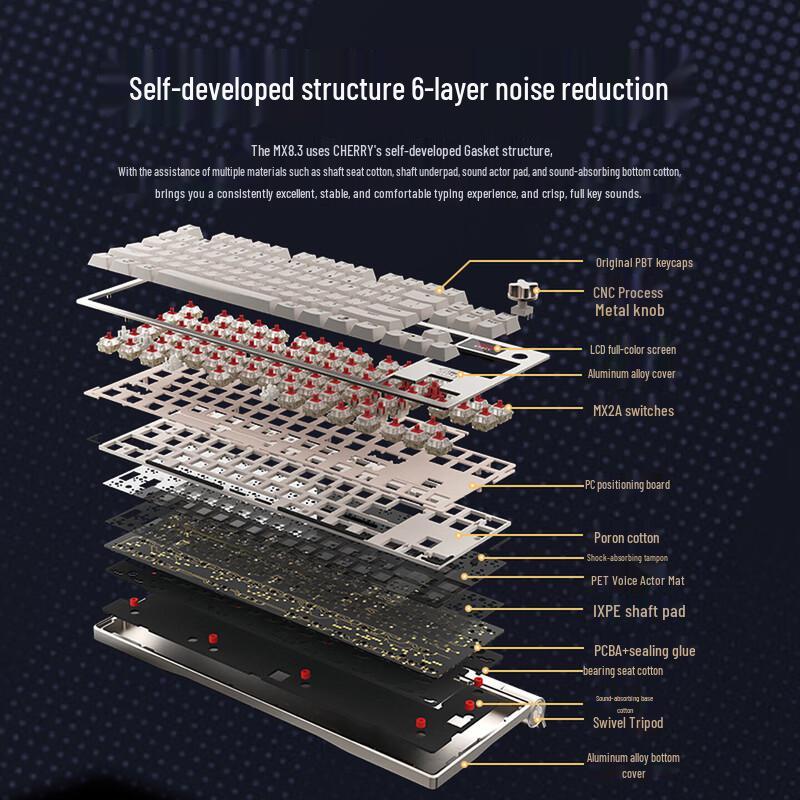 CHERRY MX8.3 Tri-Mode 84-Key Hot-Swappable Aluminum Wireless Mechanical Keyboard