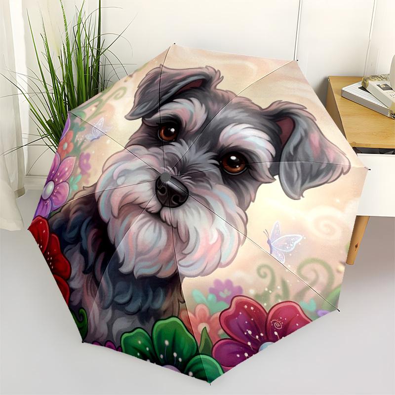 

1pc Floral Dog Automatic Opening/Closing Folding Umbrella with 8 Ribs,Windproof Portable Sunshade Umbrella Holiday gift yy260401032