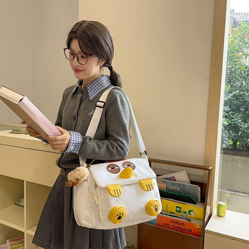 Lovely Chicken Nylon Shoulder Bag Cute Students Book Bag Creative Hen Shape School Bag Travel